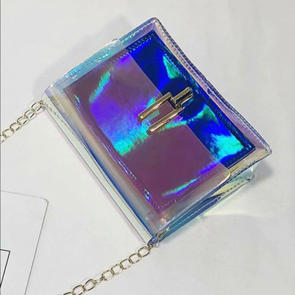 Holographic Colorblock Small Chain Crossbody Bag - image 3